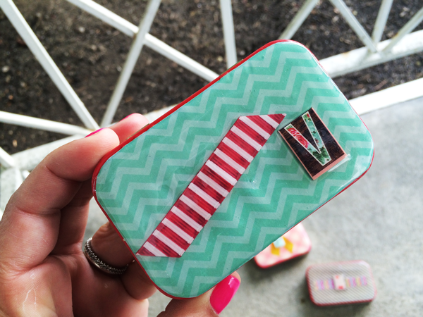 close up of decorated altoids tins